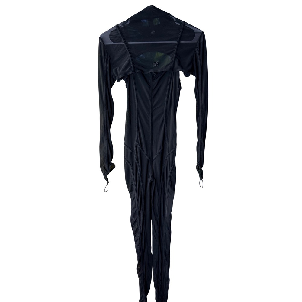 Darker Wavs Black Mesh 2pc Jumpsuit Set Cyber Goth Size S